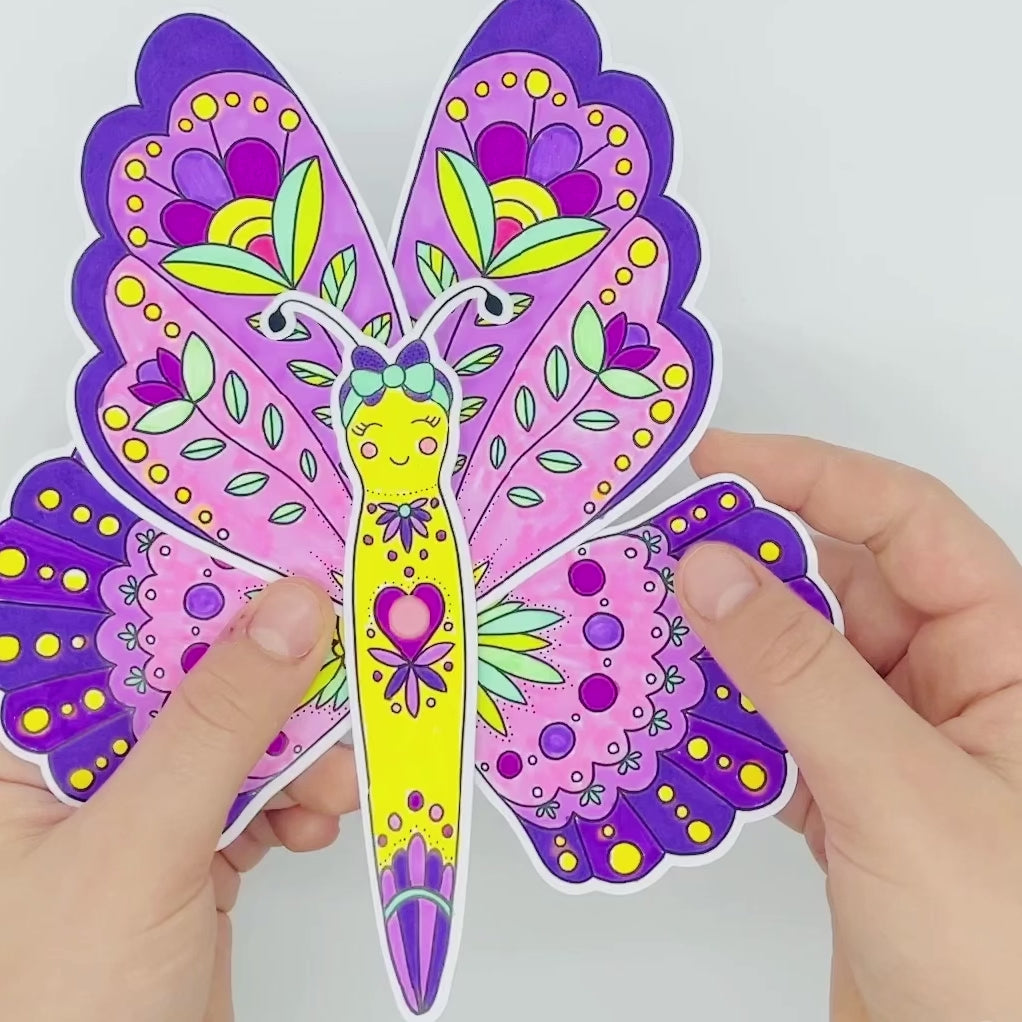 Load and play video in Gallery viewer, video of a finished easy printable kids butterfly craft
