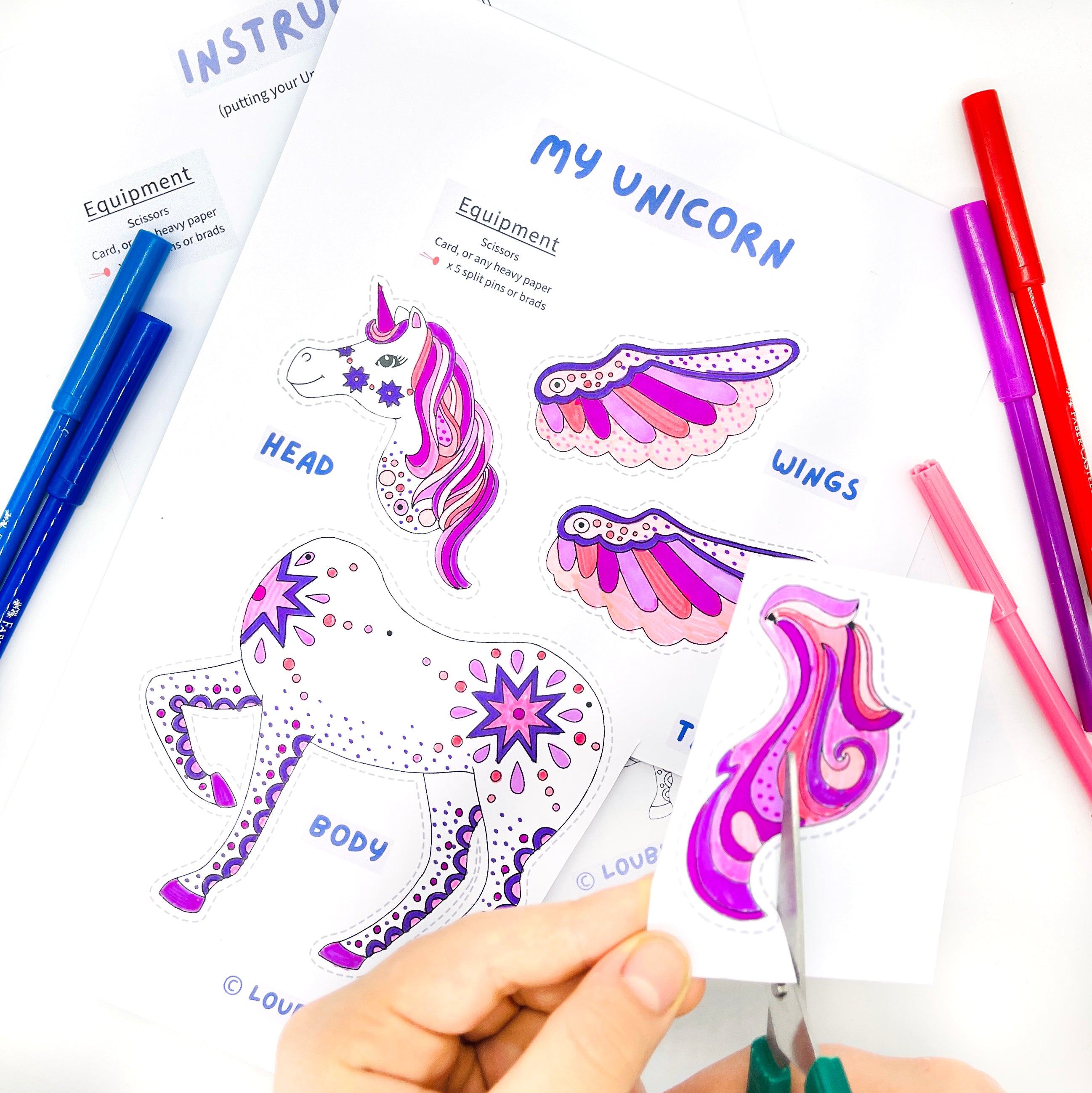 cutting out a pegasus kids craft
