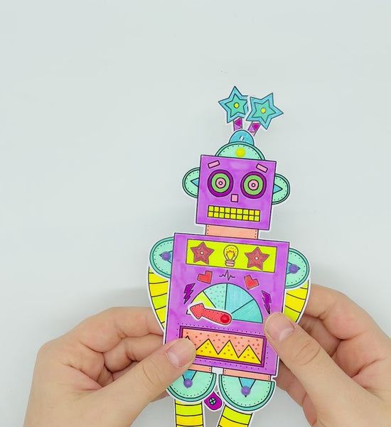 Load and play video in Gallery viewer, printable kids robot craft
