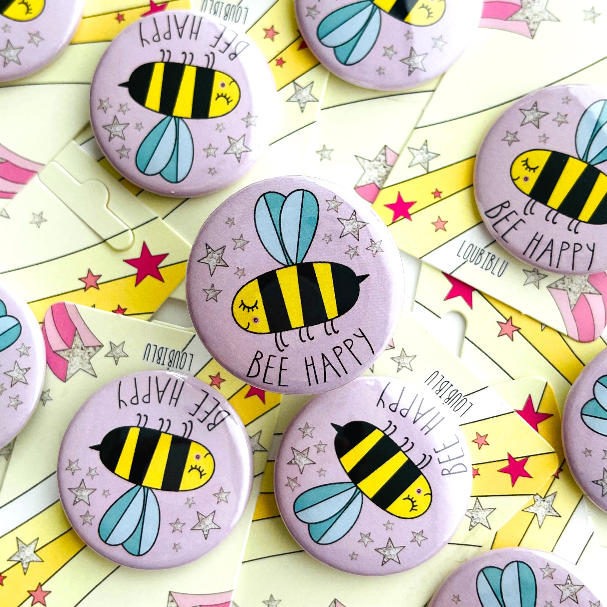 Bee Happy Badge - Loubiblu