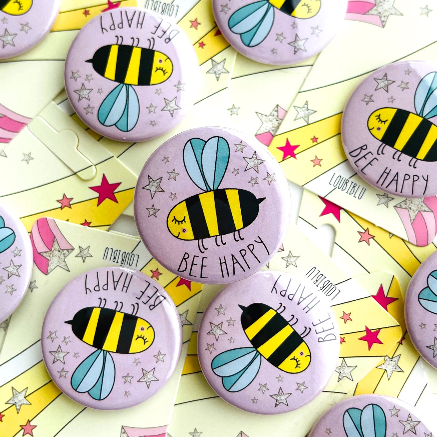 Load image into Gallery viewer, Bee Happy Badge - Loubiblu
