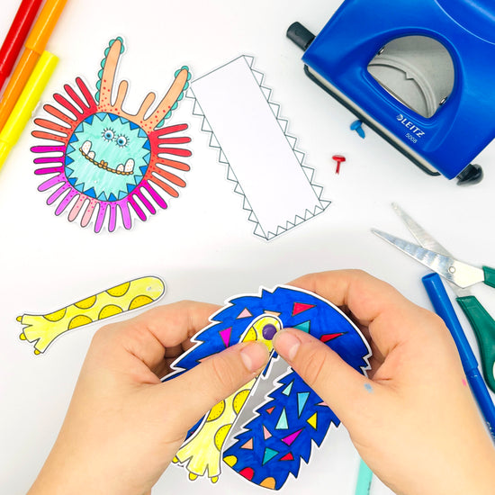 using split pins for this jointed monster kids craft