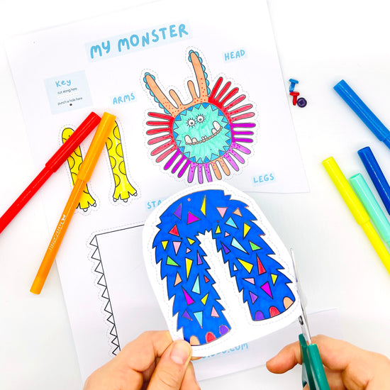 practicing fine motor skills for kids with a printable monster