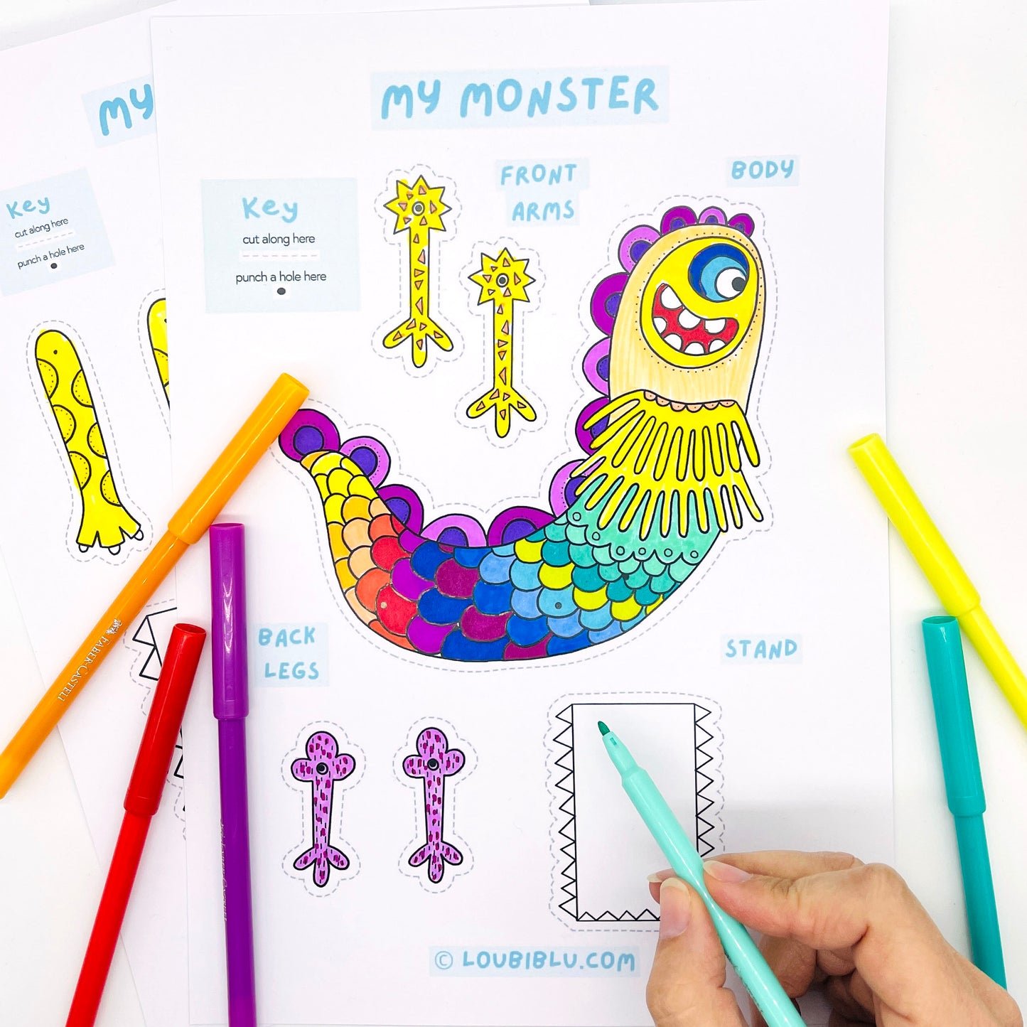 colouring monster craft for kids