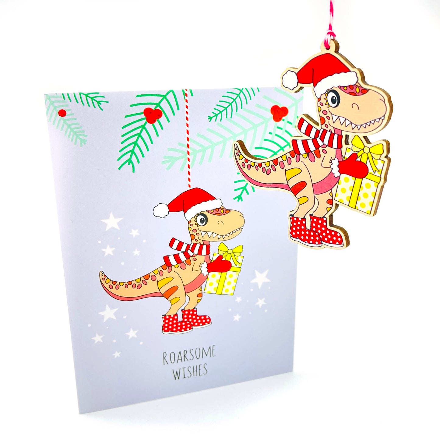 Load image into Gallery viewer, T-Rex Dinosaur  Christmas card

