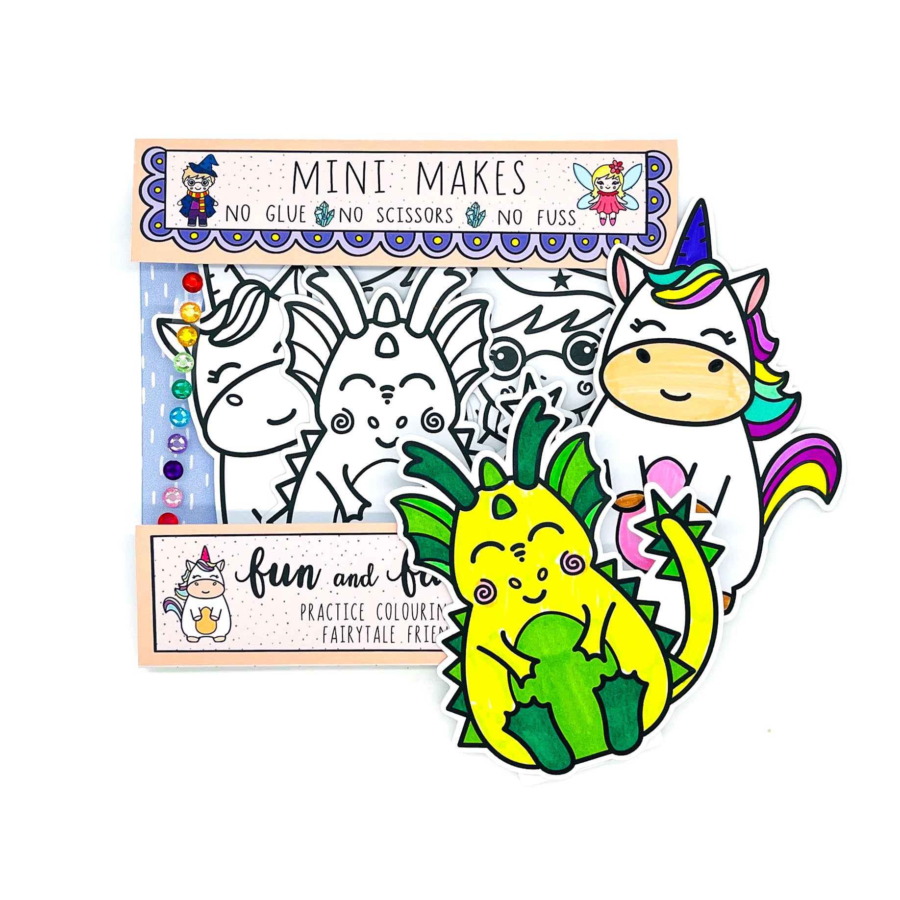 Unicorn and Dragon colouring craft