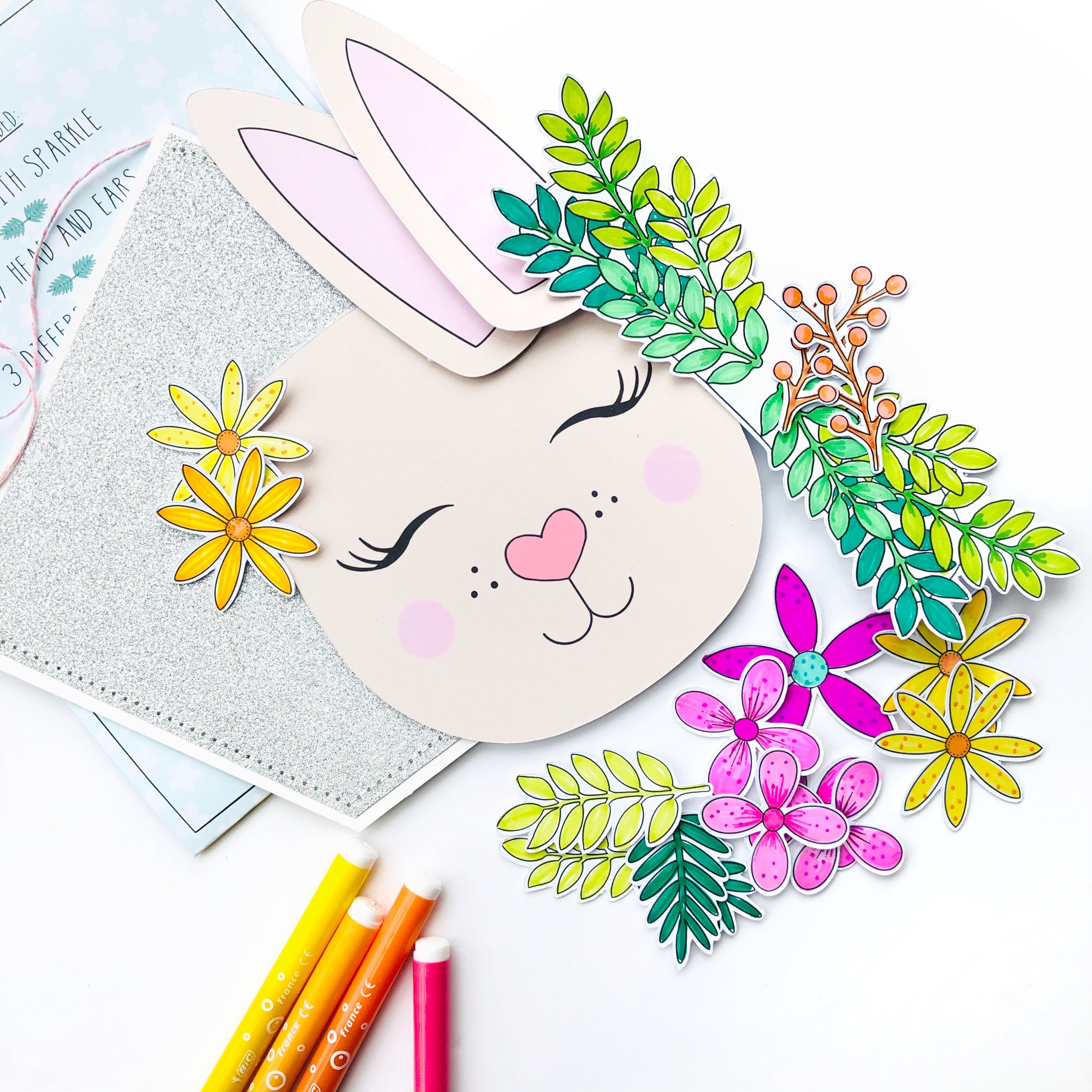 Bunny colouring craft - Loubiblu