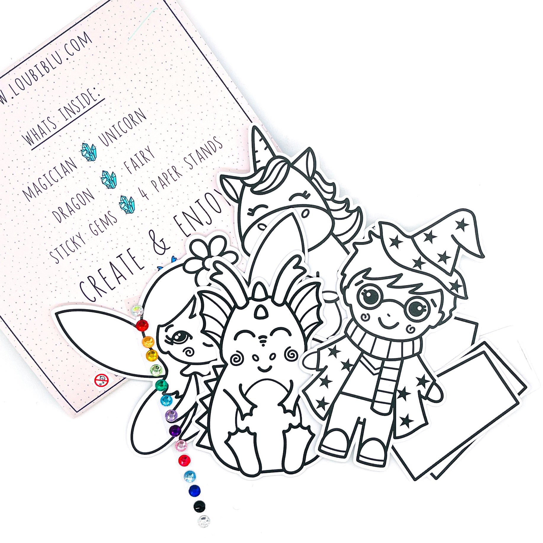 Unicorn and Dragon colouring craft