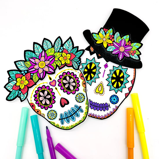 Load image into Gallery viewer, Sugar skull colouring craft
