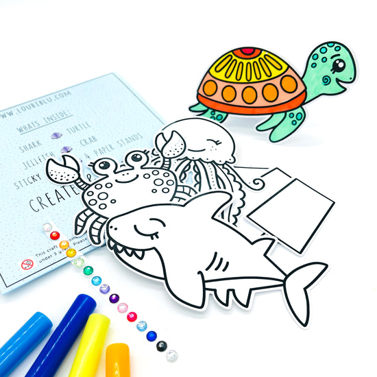 Load image into Gallery viewer, Sealife colouring craft
